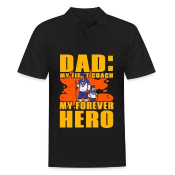 Papa, mein erster Trainer, mein ewiger Held - Männer Poloshirt - Schwarz - Vorne - Kai (181cm)