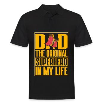 Papa Der ursprüngliche Superheld in meinem Leben - Männer Poloshirt - Schwarz - Vorne - Kai (181cm)