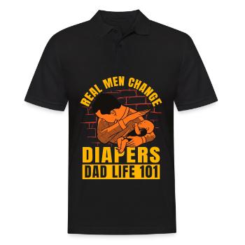 Echte Männer Windeln wechseln Papa Leben 101 - Männer Poloshirt - Schwarz - Vorne - Kai (181cm)