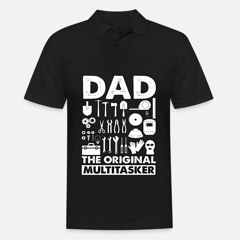 Papa, der ursprüngliche Multitasker - Männer Poloshirt - Schwarz