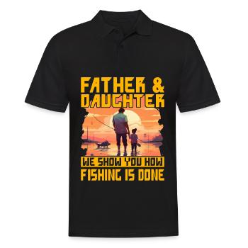 Vater & Tochter zeigen Ihnen, wie Angeln gemacht wird - Männer Poloshirt - Schwarz - Vorne - Kai (181cm)