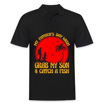 Mein Vatertagswunsch: Schnapp dir meinen Sohn und fange einen Fisch - Männer Poloshirt - Schwarz - Vorne - Kai (181cm)