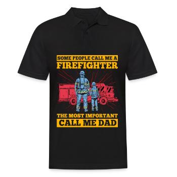 Manche Leute nennen mich am häufigsten Feuerwehrmann - Männer Poloshirt - Schwarz - Vorne - Kai (181cm)
