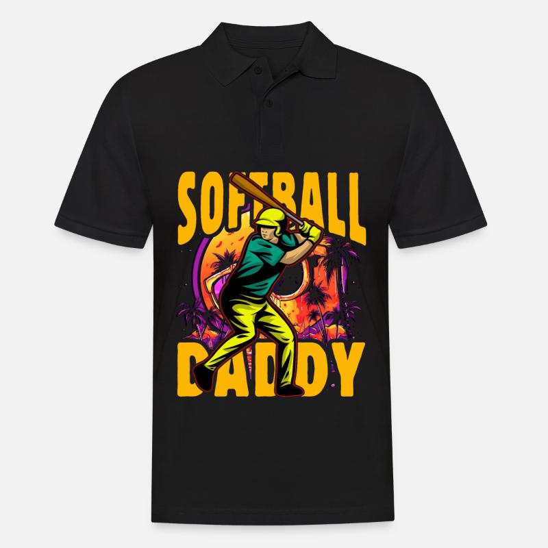 Softball-Papa - Männer Poloshirt - Schwarz