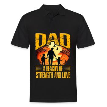 Papa ein Leuchtfeuer der Stärke und Liebe - Männer Poloshirt - Schwarz - Vorne - Kai (181cm)