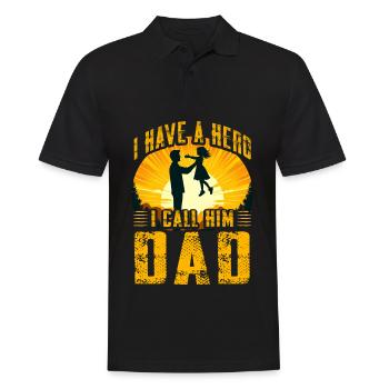Ich habe einen Helden, den ich Papa nenne - Männer Poloshirt - Schwarz - Vorne - Kai (181cm)