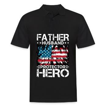 Father Husband Protector Hero - Men's Polo Shirt - black - Front - Kai (181cm)