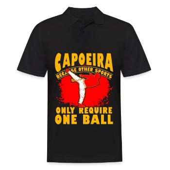 Capoeira, weil bei anderen Sportarten nur ein Ball benötigt wird - Männer Poloshirt - Schwarz - Vorne - Kai (181cm)