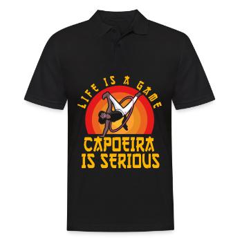 La vie est un jeu La capoeira est sérieuse - Polo Homme - noir - Devant - Kai (181cm)