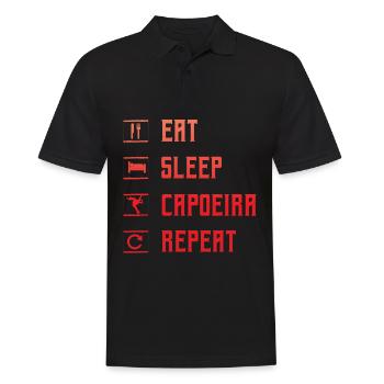 Essen Schlaf Capoeira Wiederholen - Männer Poloshirt - Schwarz - Vorne - Kai (181cm)