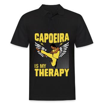 Capoeira ist meine Therapie - Männer Poloshirt - Schwarz - Vorne - Kai (181cm)