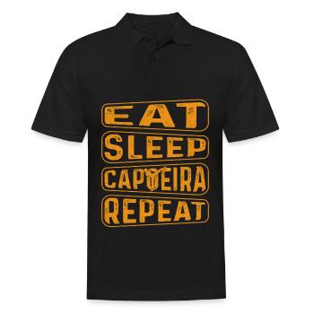 Essen Schlaf Capoeira Wiederholen - Männer Poloshirt - Schwarz - Vorne - Kai (181cm)
