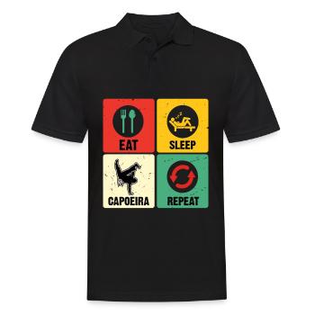 Essen Schlaf Capoeira Wiederholen - Männer Poloshirt - Schwarz - Vorne - Kai (181cm)