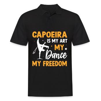 Capoeira ist meine Kunst, mein Tanz, meine Freiheit - Männer Poloshirt - Schwarz - Vorne - Kai (181cm)