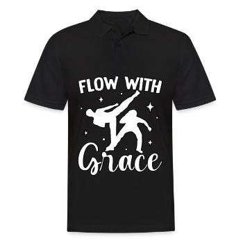 Mit Anmut fließen - Männer Poloshirt - Schwarz - Vorne - Kai (181cm)