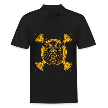 Wikinger - Männer Poloshirt - Schwarz - Vorne - Kai (181cm)