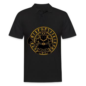 Wikinger - Männer Poloshirt - Schwarz - Vorne - Kai (181cm)