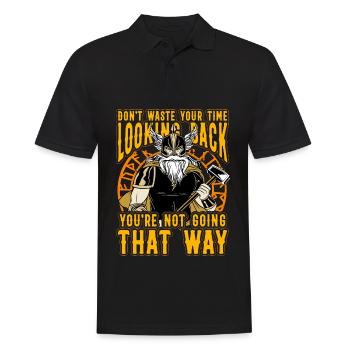 Verschwende deine Zeit nicht damit, zurückzublicken, du bist es nicht - Männer Poloshirt - Schwarz - Vorne - Kai (181cm)