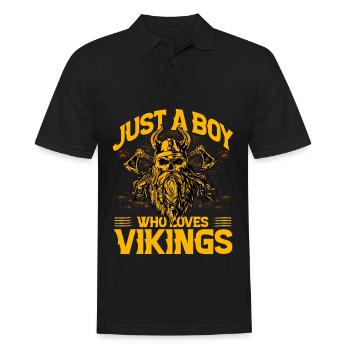 Nur ein Junge, der Wikinger liebt - Männer Poloshirt - Schwarz - Vorne - Kai (181cm)