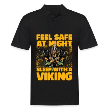 Fühlen Sie sich nachts sicher, schlafen Sie mit einem Wikinger - Männer Poloshirt - Schwarz - Vorne - Kai (181cm)