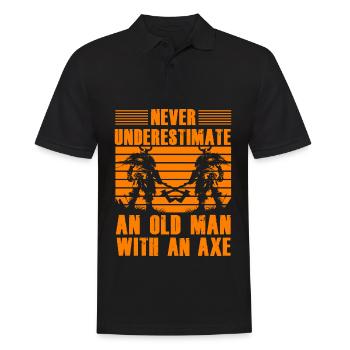Unterschätze niemals einen alten Mann mit einer Axt - Männer Poloshirt - Schwarz - Vorne - Kai (181cm)