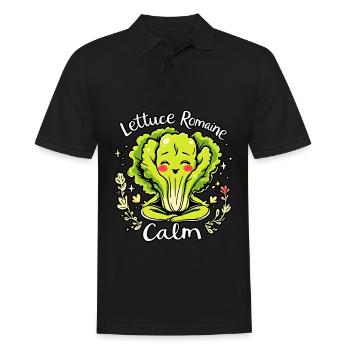 Lettuce Romaine Calm – Funny Salad Yoga - Men's Polo Shirt - black - Front - Kai (181cm)
