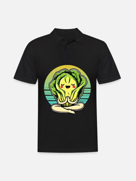 Lettuce Romaine Calm – Funny Salad - Men's Polo Shirt - black