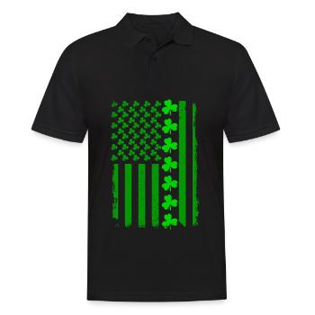 St Patrick's Day USA Flag - Men's Polo Shirt - black - Front - Kai (181cm)