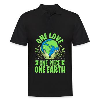 Eine Liebe, eine Erde - Männer Poloshirt - Schwarz - Vorne - Kai (181cm)