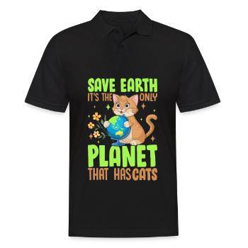 Save Earth it's the only planet that has cats - Men's Polo Shirt - black - Front - Kai (181cm)