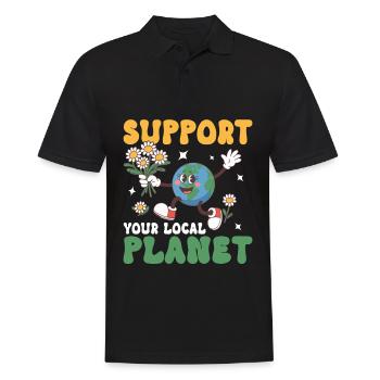 Soutenez votre planète locale - Polo Homme - noir - Devant - Kai (181cm)