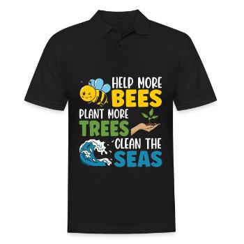Help more Bees plant more trees clean the seas - Men's Polo Shirt - black - Front - Kai (181cm)