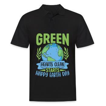 Green Hearts clean commence un joyeux jour de la terre - Polo Homme - noir - Devant - Kai (181cm)