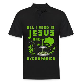 All I need is Jesus and Hydroponics - Men's Polo Shirt - black - Front - Kai (181cm)