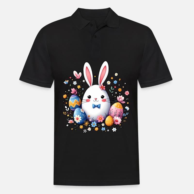 Osterhase - Männer Poloshirt - Schwarz