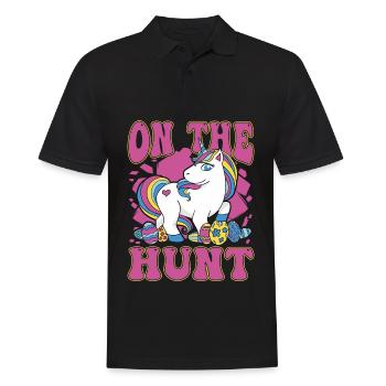 On the Hunt Unicorn Easter - Men's Polo Shirt - black - Front - Kai (181cm)