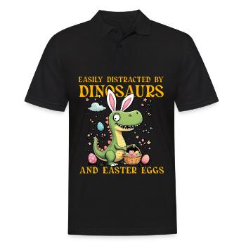 Easily distracted by Dinosaurs and Easter Eggs - Men's Polo Shirt - black - Front - Kai (181cm)