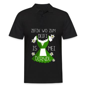 Zefix Wo Zum Deifi Is Mei Dirndl Spaß - Männer Poloshirt - Schwarz - Vorne - Kai (181cm)