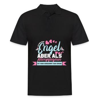 Ich bin kein Engel aber als Altenpflegerin ist man - Männer Poloshirt - Schwarz - Vorne - Kai (181cm)