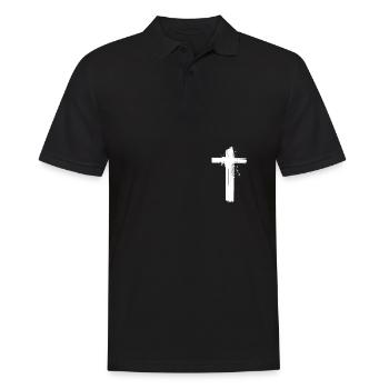 Jesus Kreuz Motiv - Männer Poloshirt - Schwarz - Vorne - Kai (181cm)
