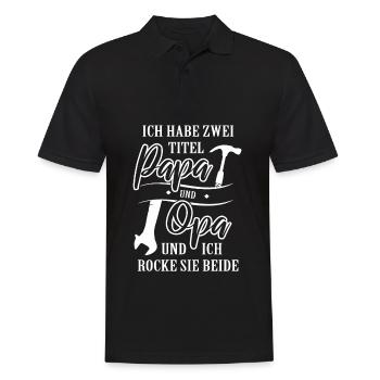 Ich Habe Zwei Titel Papa Und Opa - Männer Poloshirt - Schwarz - Vorne - Kai (181cm)