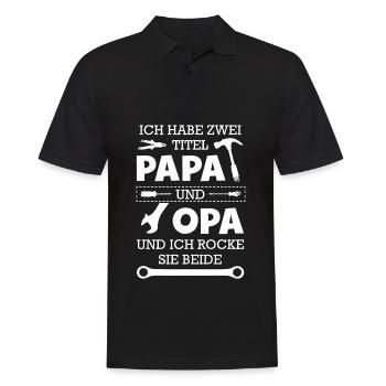 Ich Habe Zwei Titel Papa Und Opa - Männer Poloshirt - Schwarz - Vorne - Kai (181cm)