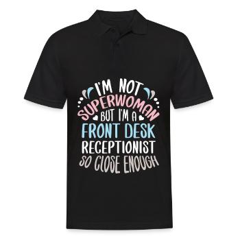 Rezeptionist Empfang Job Pension Rezeption Hotel - Männer Poloshirt - Schwarz - Vorne - Kai (181cm)