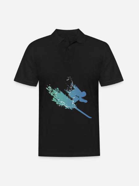 ski ski ski ski ski vacances skieur wint - Polo Homme - noir