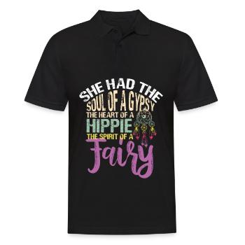 Mouvement Hippie Paix Fleur Pouvoir Paix - Polo Homme - noir - Devant - Kai (181cm)