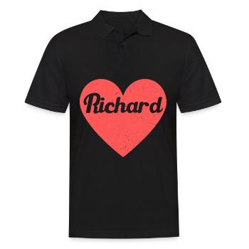 Richard Nom Coeur Rouge Amour Fan Rétro - Polo Homme - noir - Devant - Kai (181cm)