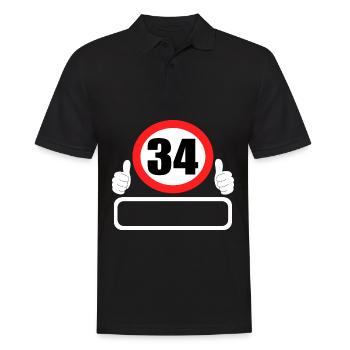 34 Anniversaire Panneau de signalisation 34 ans Votre nom - Polo Homme - noir - Devant - Kai (181cm)