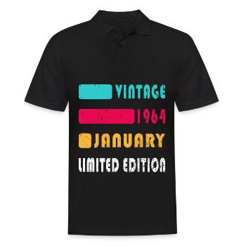 60. Geburtstag 60 Jahre Januar 1964 - Männer Poloshirt - Schwarz - Vorne - Kai (181cm)
