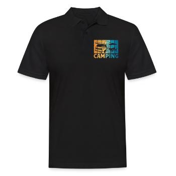 Camper Geschenkidee Camping - Männer Poloshirt - Schwarz - Vorne - Kai (181cm)