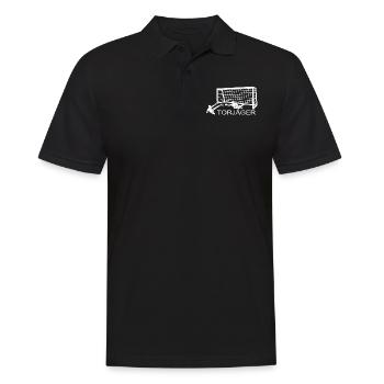 Fußballzubehör Geschenkidee Fußballfan - Männer Poloshirt - Schwarz - Vorne - Kai (181cm)